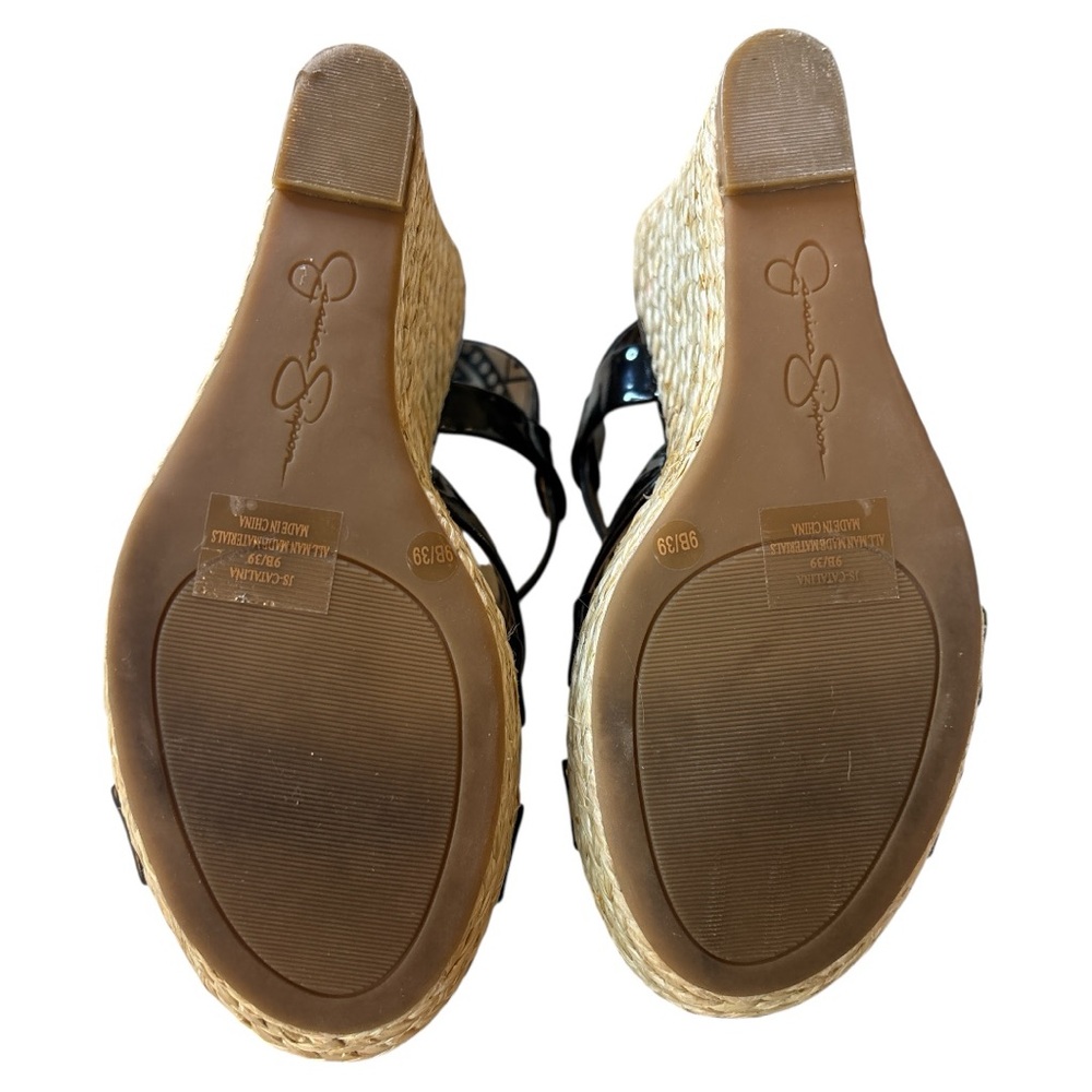 Jessica Simpson Catalina Black Patent Wedge Sandals - Picture 10 of 11